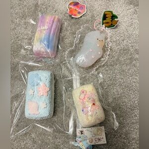 4 pieces Cute toast lover taba Squishy Toy Set blue purple gummy bear MissWu
